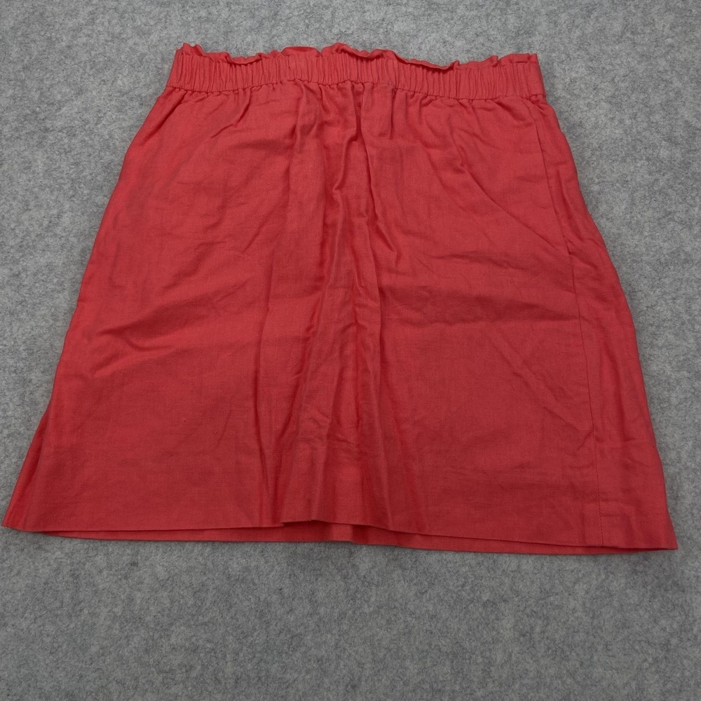 J Crew Skirt Womens 8 (28") Pink Linen Cotton Elastic Waist Short Lined 41575